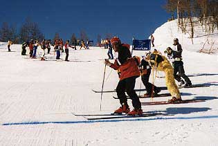 Racers waiting for jump inspection